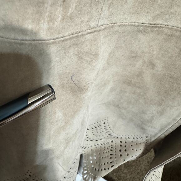 NYGARD Jacket Womens 2X Beige Suede Rabbit Fur Collar Knit Body Western Boho - Picture 4 of 10